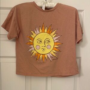 Girls Sun Graphic Crop Tee - Peach